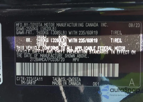 2023 Lexus Rx 350 Premium z USA, uszkodzony, nr VIN 2T2BAMCA7PC036720